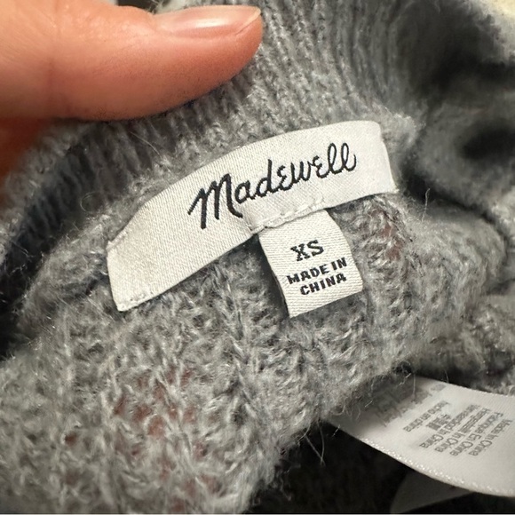 NWOT Madewell ribbed crewneck sweater heather pewter grey - Picture 6 of 7